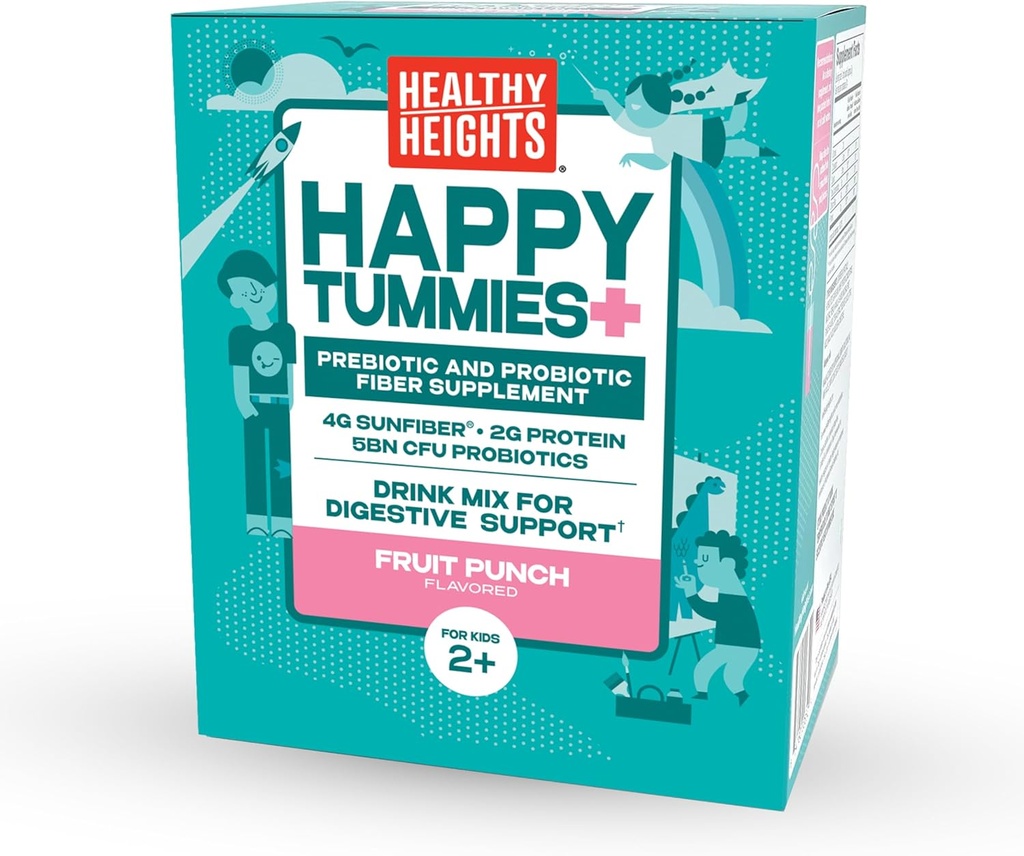 Hauteurs saines Tummies heureux Supplément de fibre prébiotique et probiotique pour les enfants 2 ans et plus