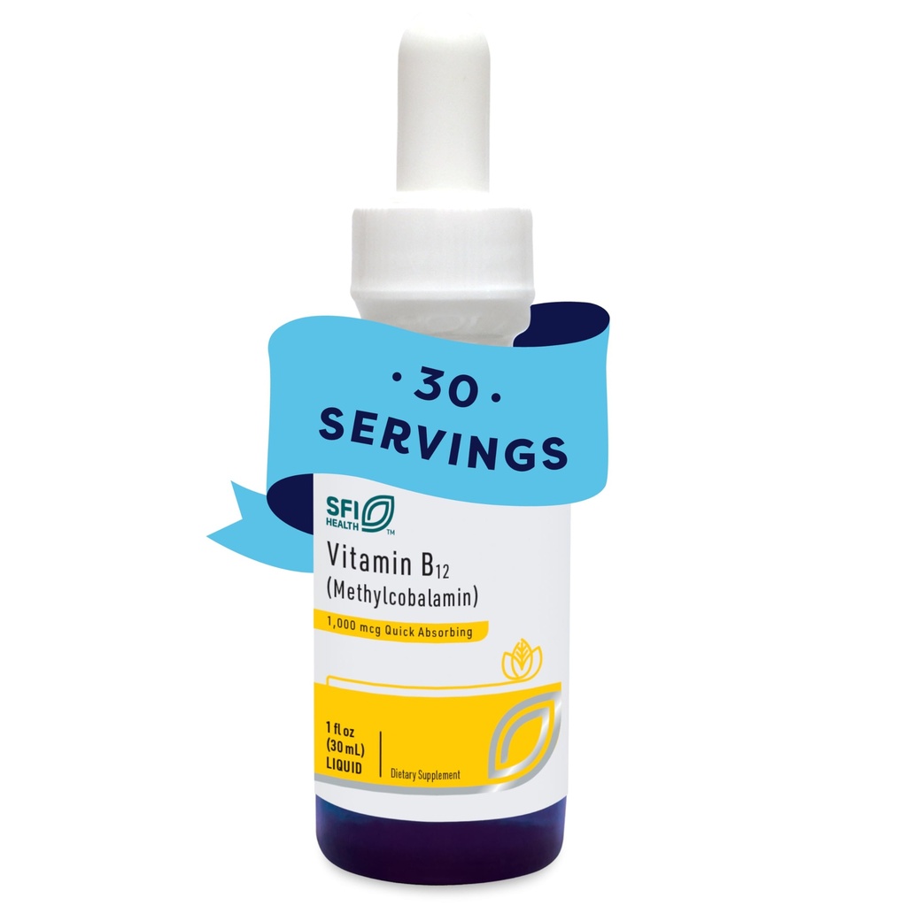 Klaire Labs SFI Gesundheit Vitamin B12 Flüssigkeitstropfen 1mg - Methyl B12 Tropfen, 1000mcg Aktives Methylcobalamin - Flüssige Lieferung für effiziente Absorption - Allergiker (30ml / 1 fl oz)