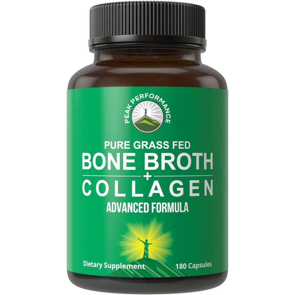 Capsules de collagène à os. 180 Pills de peptides de protéines de collagène à os d'herbe. Contient les 3 types 1, 2 et 3. Pure Pasture relevée Paléo Comprimés acceptés pour les femmes et les hommes