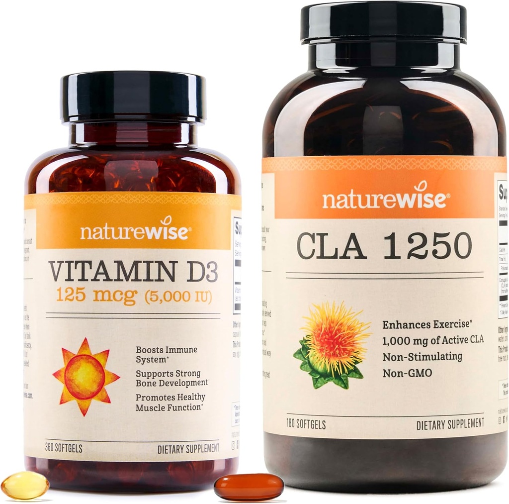 NatureWise Vitamin D3 5000iu (125 mcg) 1 Jahr Versorgung CLA 1250 natürliche Übung Verbesserung