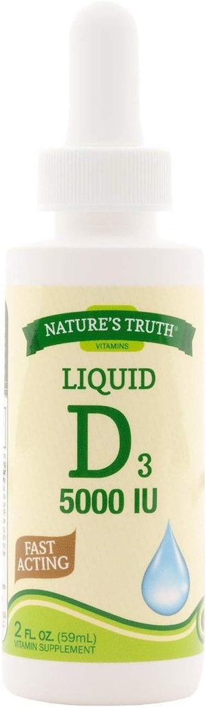 Nature's Truth D3 5000 UI Supplément de vitamine à action rapide liquide - 2 oz, boîte de 5