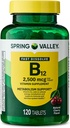 Spring Valley, Vitamin B12 2500 MCG, B12 Quick-Dissolve Cherry Flavor Tabletten Nahrungsergänzung, Vitamin B12, 120 Count - New Look (Pack von 1)