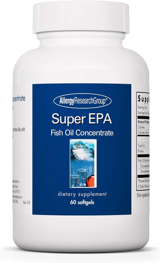 Allergy Research Group Super EPA - Omega 3 Supplement, Fish Oil Concentrate, EPA, DHA, Omega 3 Fettsäuren, Sustainable Sourced Anchovies - 60 Count