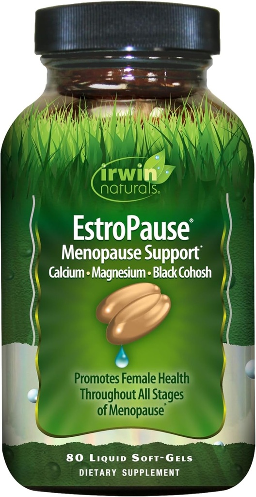 Irwin Naturals EstroPause Menopause Support - 80 Liquid Softgels - Fördert die weibliche Gesundheit durch alle Stufen der Menopause mit Calcium, Magnesium & Black Cohosh