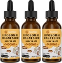 Magnesium Glycinate Liquid Drops - Liposomal Chelate with Cherry Flavor for Easy Absorption, Promotes Sleep, Mood, Intestinal & Bone Health, Reduces Stress - 60ML (2.04 Fl Oz (Pack of 3))