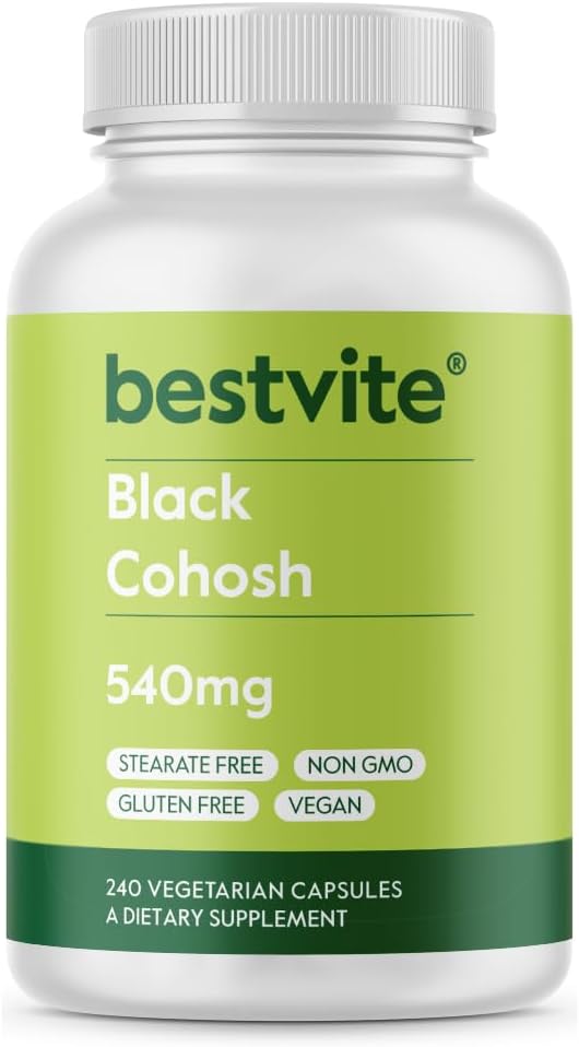 BESTVITE Black Cohosh 540mg (240 vegetarische Kapseln) - No Stearates - No Fillers - Vegan - Non GMO - Glutenfrei