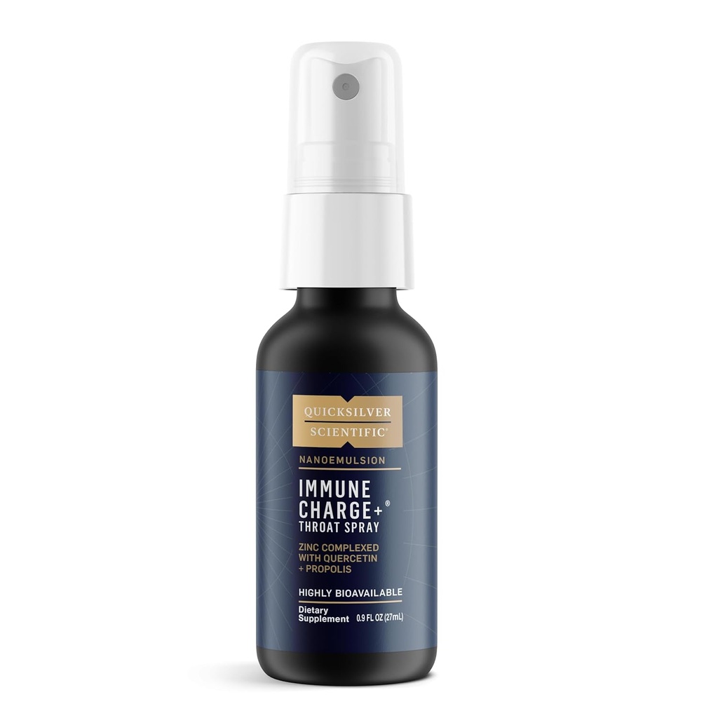 Quicksilver Scientific Immun Charge+ Zink Throat Spray - Immununterstützung Flüssige Zink-Ergänzung mit Quercetin - "Throat Coat" mit Liposomal Absorptionstechnologie (0,9 fl oz / 27ml)