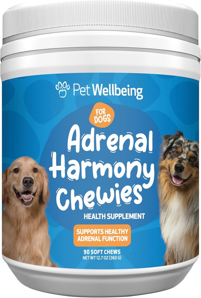 Pet Wellbeing Adrenal Harmony Chewies für Hunde - Vet-Formuliert - Dog Adrenal Support, Cortisol Balance, Ashwagandha, Bacopa - Herbal Supplement (90 Soft Chews)