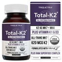 Gesamt K2® | Vitamin K2 als MK7 & MK4 | Plus K1 & Vitamin D3 Cofaktor - 620 mcg K2 pro Servierung - All-Trans MK7 von MenaQ7® - Full-Spectrum Vitamin K - Vegan, Organisch zertifiziert (60 Kapseln)