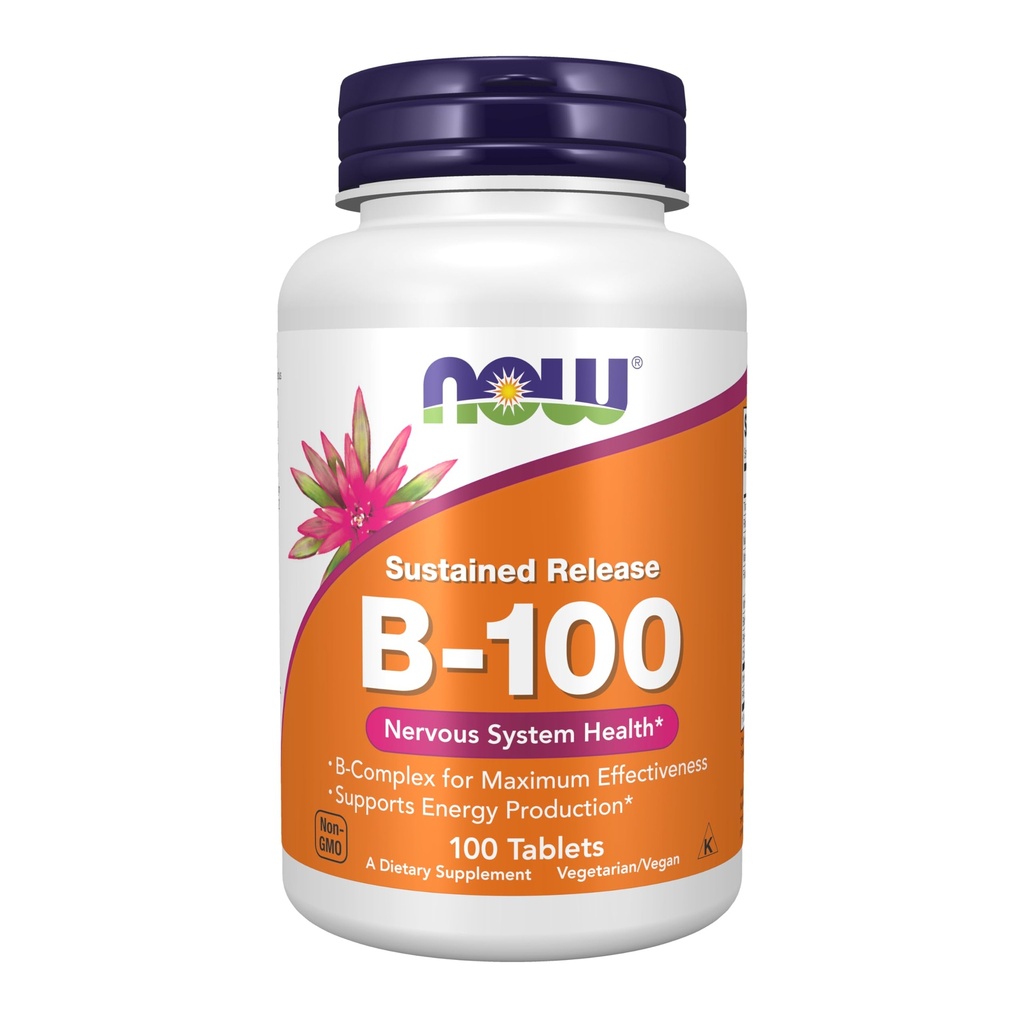 JETZT Nahrungsergänzungsmittel, Vitamin B-100, Sustained Release, Energy Production*, Nervous System Health*, 100 Tabletten