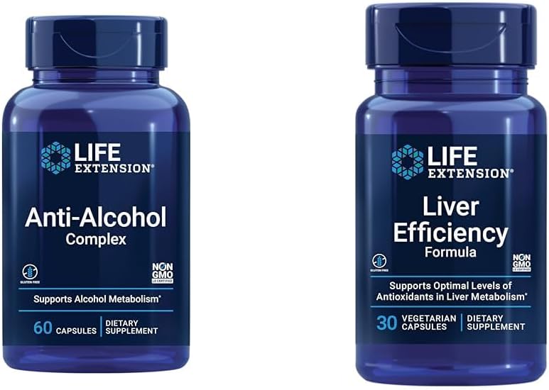 Life Extension Liver Health Support Bundle mit Anti-Alcohol Complex und Liver Efficiency Formula