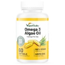 Vegan Vitalität Vegan Omega 3 Supplement - 60 pflanzenbasierte Algenöl Weichgele essentielle Fettsäuren mit Vegan DHA für Gelenk-, Herz- und Immununterstützung ohne EPA