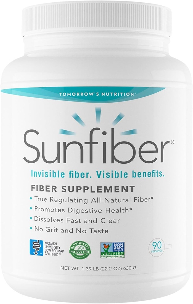Morgens Ernährung, Sunfiber, Prebiotic Fiber Supplement for Digestive Health, Low FODMAP, Glutenfrei, Unflavored, 90 Servierungen