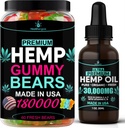 2Pack Hanföl und Hanfgummis Gummy Bears Combo Set-Friede und Entspannung, Relief, beruhigend, Unglück, Schlaf-Full Body High Care-Made in USA