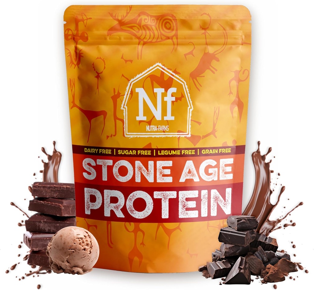 Nutra Farms Stone Age Protein | Glutenfreies Eiweiß-Pulver | Egg White Powder | Dairy Free, Sugar Free & Gut-Friendly | Chocolate, 2 lbs