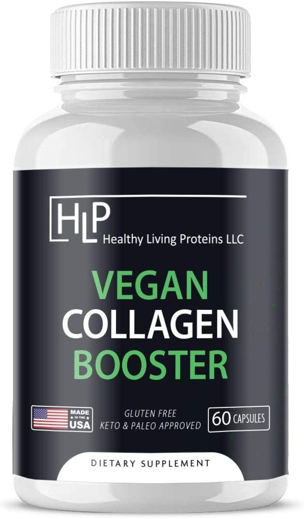 Gesunde lebende Proteine | Vegan Collagen Booster | Hilft die Unterstützung & Boost Collagen in Ihrem System für gesundes Haar, Haut, Nägel | Vegan, Vegetarisch, Keto, Paleo, Gluten Free | Kapseln (60 Count)