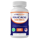 Vitamatic Folic Acid 400 mcg - 500 Vegetarian Tablets - Vitamin B9