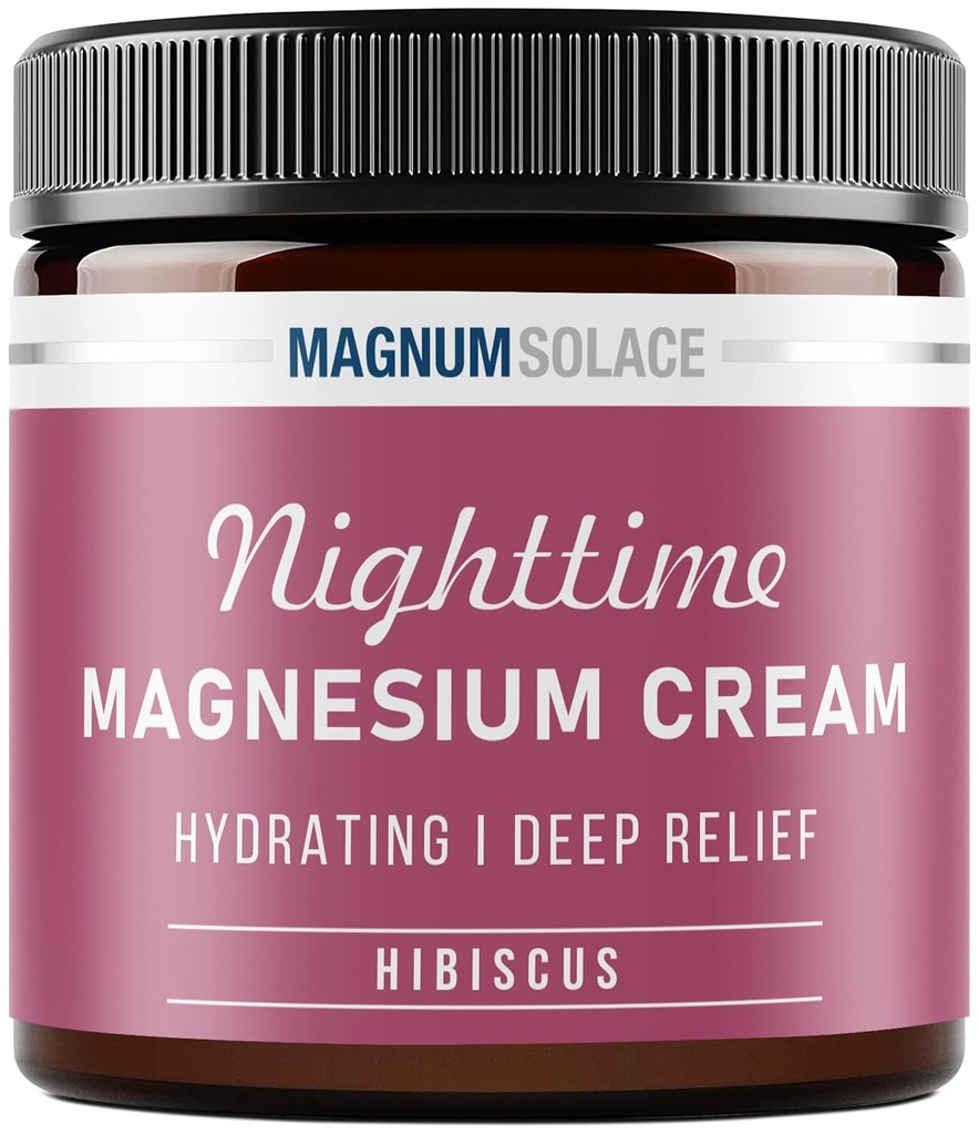 Magnesium Lotion – Hydrating Nighttime Cream Apply to Legs, Arms oder Chest - Topical Chloride USA Made and Safe for Kids (Hibiscus)