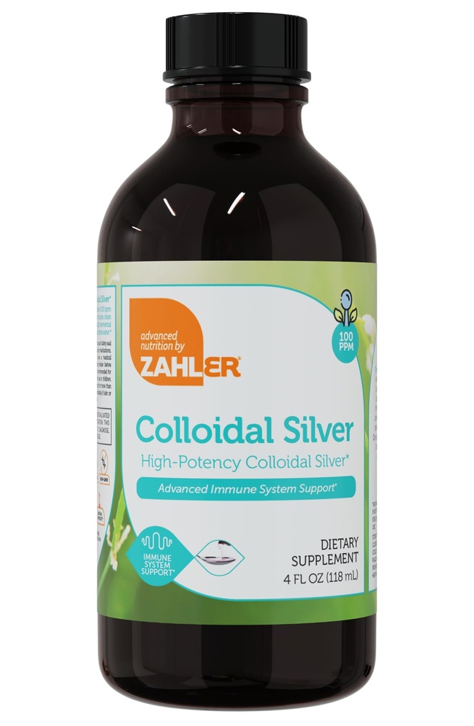 Zahler kolloidale Silberflüssigkeit - Fortgeschrittene Immununterstützung und allgemeine Gesundheit - 100 PPM Bio-Aktive flüssige Silber kolloidale Flüssigkeit - Kosher Vegetarian Non-GMO Strukturierte kolloidales Silber Wasser (4 oz)