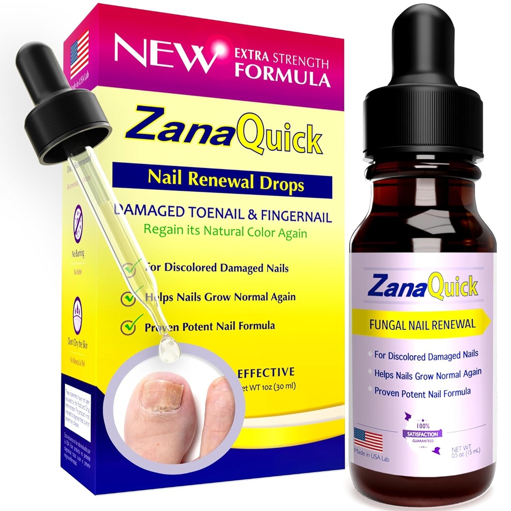 ZanaQuick Extra Strength Toenail & Fingernail Repair Drops - Nagelpflege Erneuerung für dicke, beschädigte & verfärbte Nägel - 1 Pack, 0.50 fl oz