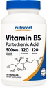 Acide pantothénique (vitamine B5) 500mg, 120 Capsules