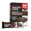 MUSASHI Protein Crisp Bar, 20g Protein, 4g Gesamtzucker, Schokolade Brownie, Post Workout und Snack On The Go, 12 Packung 2,1oz (60g) Bars