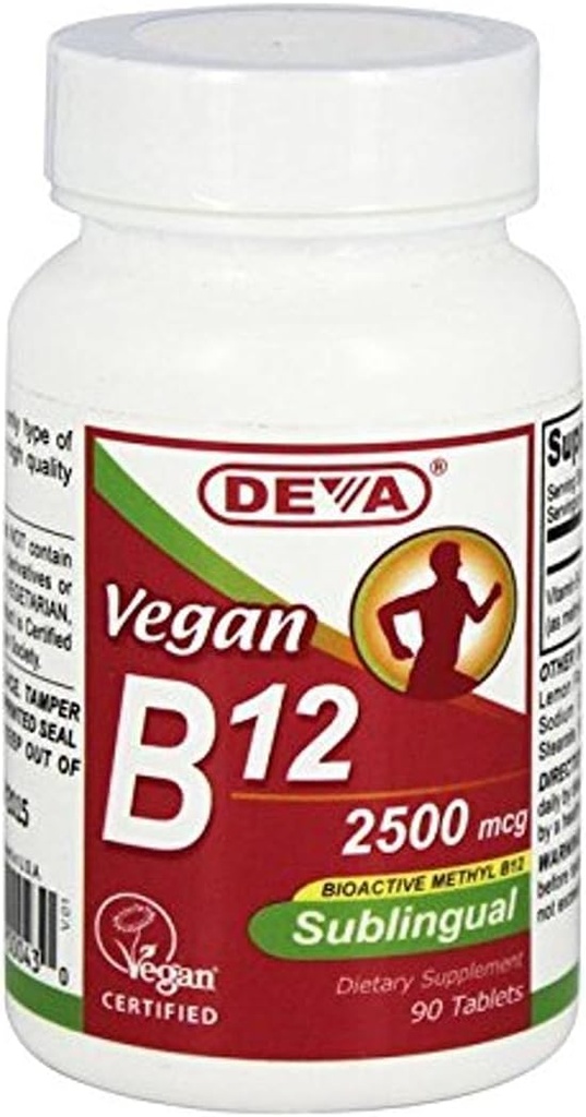Vitamines Vegan Deva B12 Sublingual, 90 Compte