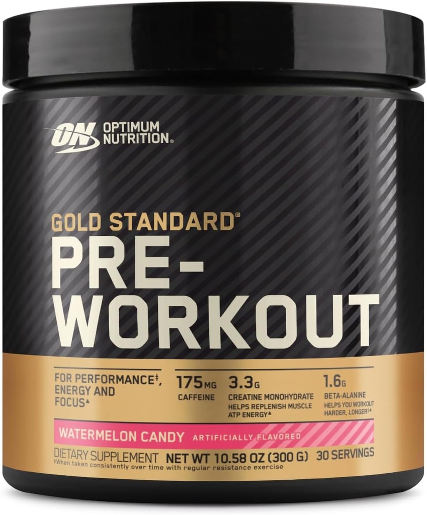 Optimum Nutrition Gold Standard Pre-Workout, Vitamin D für Immununterstützung, mit Kreatin, Beta-Alanin und Koffein für Energie, Keto Friendly, Watermelon Candy, 30 Portionen (Packaging May Vary)