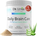 Gehirn-Ergänzungen für Gedächtnis und Fokus – Dr. Lewis Daily Brain Care Powder mit Aloe Vera – Plant-Based Nootropic and Energy Supplement for Brain Fog, Mental Clarity und Immun Support – Powder, 150g