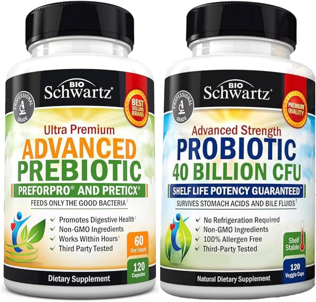 Advanced Prebiotic Gut Health Supplement (2 Monat Versorgung) Plus 40 Billion CFU Daily Probiotic Supplement (2 Monat Versorgung)