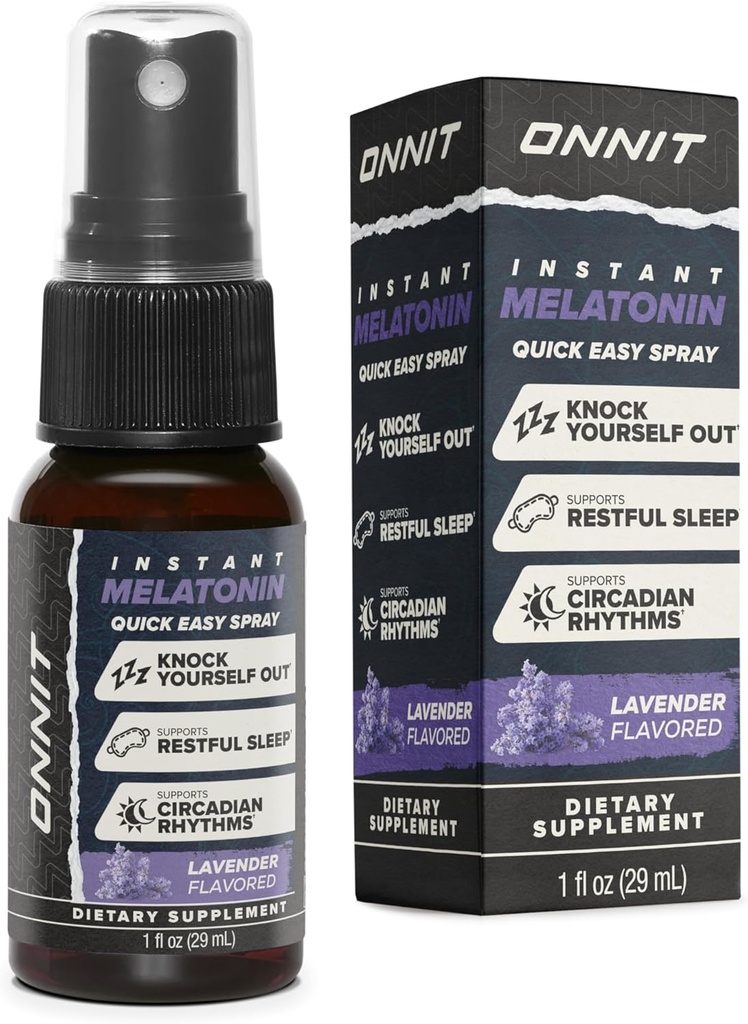 ONNIT Mélatonine Spray liquide de soutien du sommeil, IGENTM non-OGM testé, Lavande Arôme, Soutien du sommeil pour les adultes, 3mg Mélatonine par spray, 1 fl oz