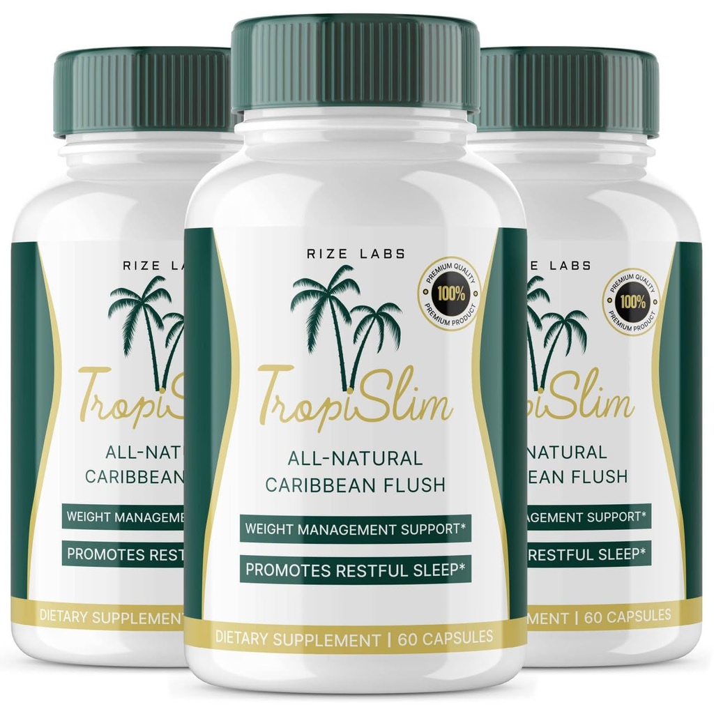(Official 3 Pack) Tropislim, Tropislim All Natural Caribbean Flush, Weight Loss Supplement, Tropislim Slimming Kapseln für Damen, Gesunder Lebensstil + Leaner Physique, Tropical Reviews (180 Kapseln)