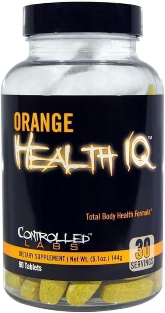 KONTROLLED LABS Orange Health IQ Tägliche Ergänzung für Männer und Frauen, 90 Tabletten, Enhanced Stamina, Energie, Cardio-Funktion in Ihrem Workout und Sport