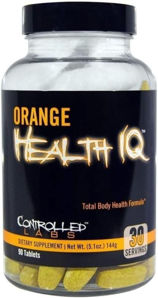 LABS CONTRÔLE Orange Health IQ Supplément quotidien pour les hommes et les femmes, 90 comprimés, l'endurance améliorée, l'énergie, la fonction cardio dans votre entraînement et les sports