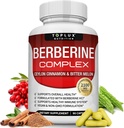 Toplux Berberine mit Ceylon Cinnamon und Bitter Melon 2100mg - Hohe Reinheit 97% HCL Berberine Supplement, unterstützt Gesamtgesundheit & Immunsystem, Non-GMO Vegan 90 Kapseln