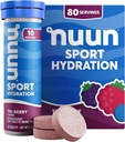 Tablettes électrolytiques Nuun Sport avec Magnésium, Calcium, Potassium, Chlorure et Sodium, Sans gluten et Vegan, Tri-Berry, 8 Pack (80 portions Total)