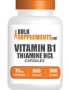 BulkSupplements.com Capsules de HCl de Thiamine - chlorhydrate de Thiamine, suppléments de vitamine B1 - sans gluten, 1 gélule par portion, 500 Nombre (paquet de 1)