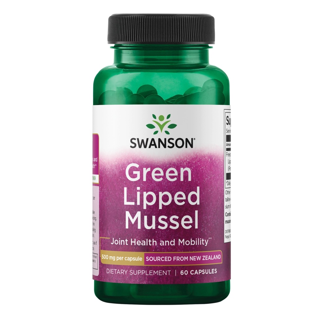 Swanson Green Lipped Mussel (Freeze-Dried) - Neuseeland Joint Health & Mobility Supplement - Natural Formula May Support Heart Health & Digestive Function - (60 Kapseln, je 500mg)