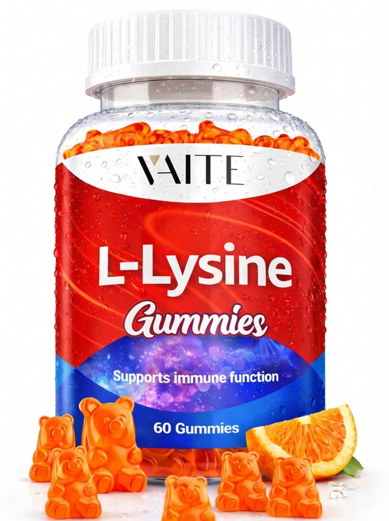 L-Lysine 1000mg Gummie - Unterstützt Haut, Lip, Vegan, Glutenfrei, Vitamine für Erwachsene Gewebe Gesundheit & Immunsystem, Chewables, Aminosäure Vitamin Supplement & Complex Supplements, Non-GMO