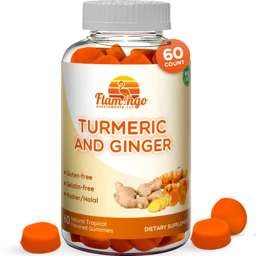 Kurkuma & Ginger Kaugummis für Erwachsene und Kinder. Vegan freundlich, Kosher & Halal, Glutenfrei, Non GMO. 60 Count
