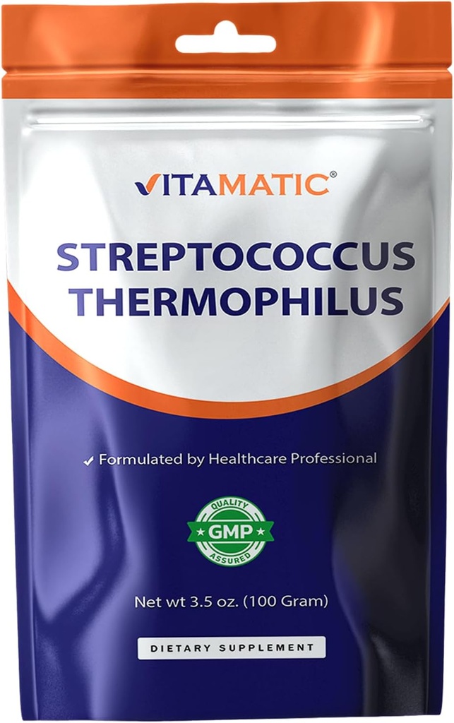 Vitamatic Streptococcus Thermophilus Probiotic Powder - Verdauungshilfe - 100 Gramm (3.5 OZ) - 100 Servierungen