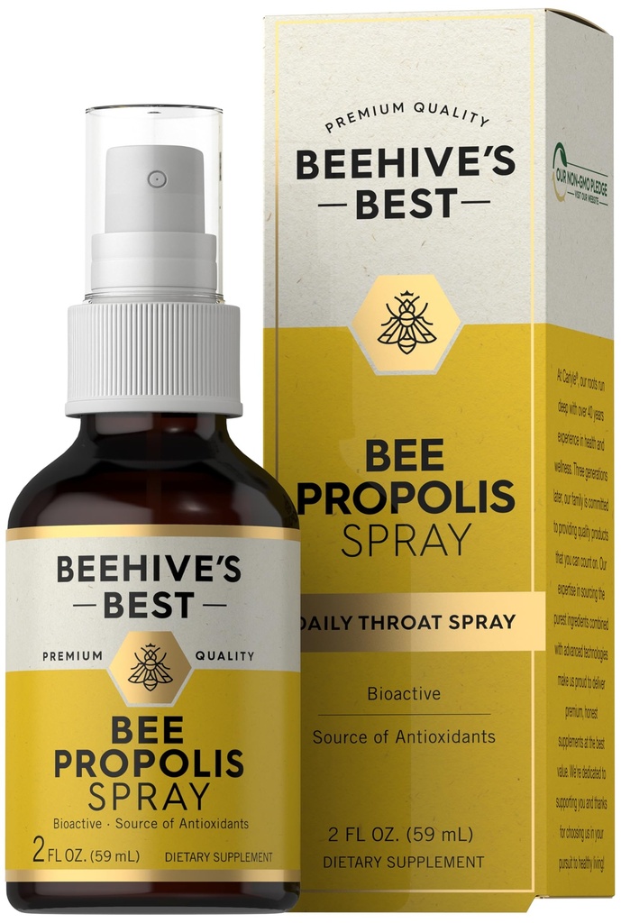 Carlyle Bee Propolis Throat Spray | 2 fl oz | Quelle der Antioxidantien | Bioactive Supplement | Non-GMO | von Beehive's Best