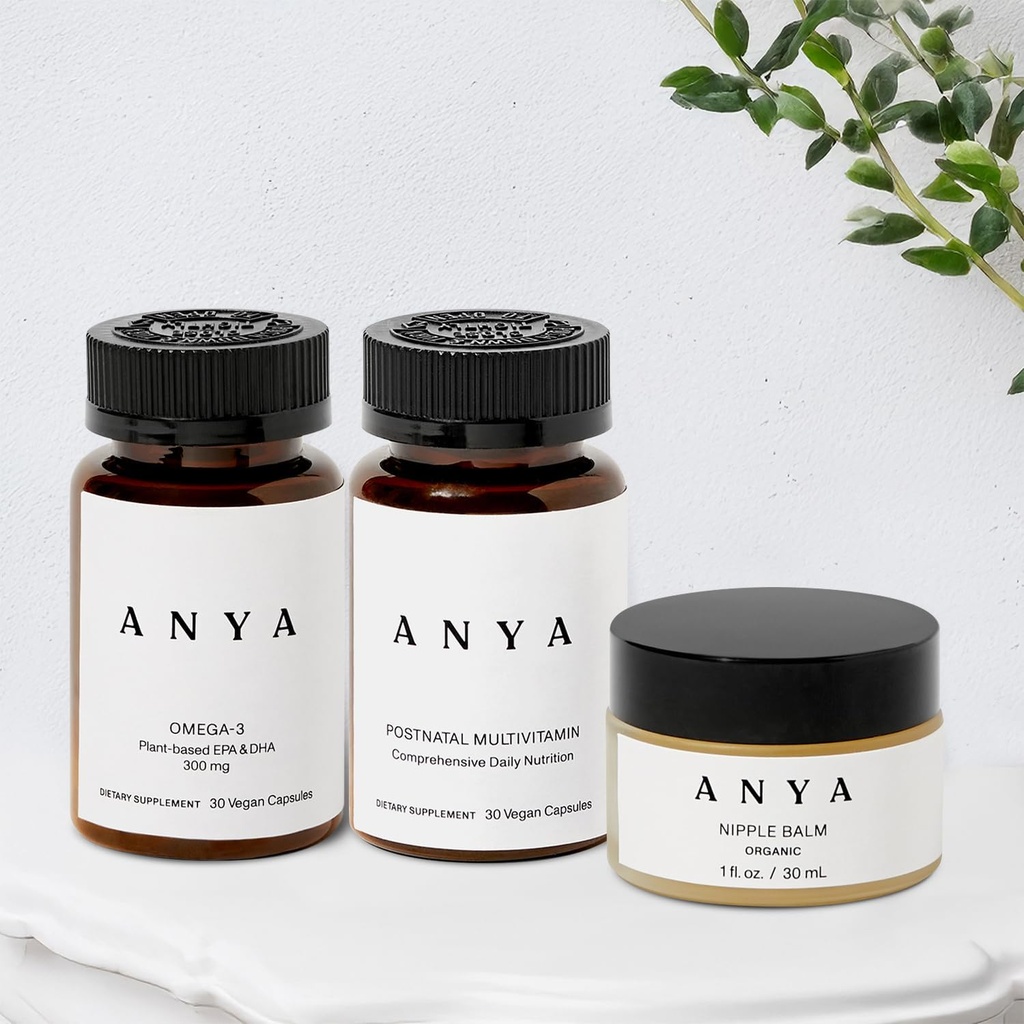 ANYA Multivitamin + Nipple Balm Bundle Postpartum Essentials für Frauen, Postnatal Ergänzungen für Stillen