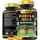 Supplément Rhodiola Rosea - Formule 8in1 - Combiner avec Ashwagandha, Turmeric, Berberine, Maca, Camomille, Thé vert et poivre noir - Nutrient Rich - 150 Capsules Vegan