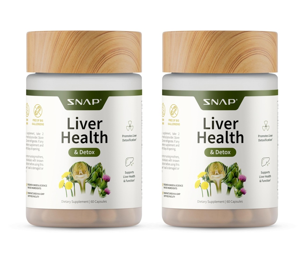 Suppléments de snap Liver Health & Detox Supplement - Soutien naturel pour la santé du foie et de la digestion, 60 capsules végétariennes (2-Pack)