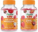 Lebendige Zink 25mg Kinder + Calcium Magnesium Kids, Gummie Bundle - Große Verkostung, Vitamin-Ergänzung, Glutenfrei, GMO frei, Kaugummi