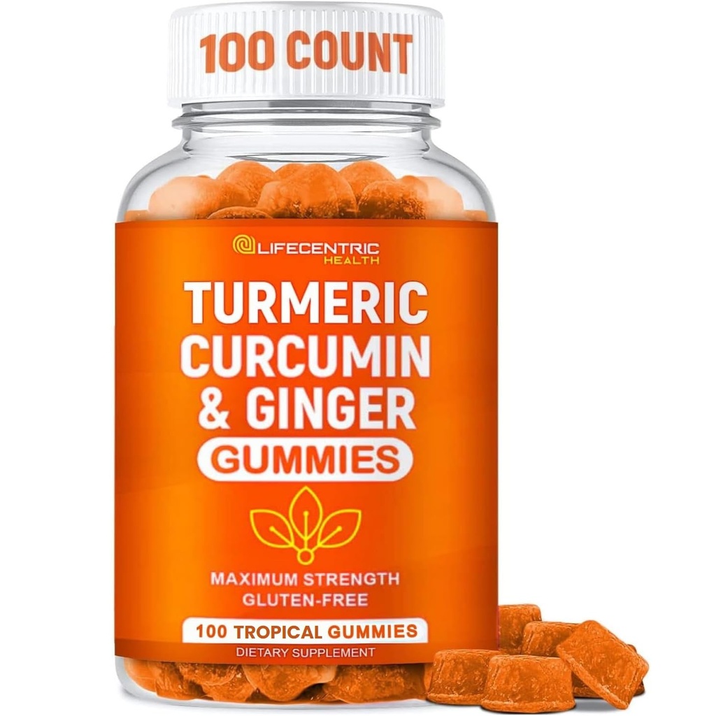 Kurkumagummis für Erwachsene und Kinder | Max Stärke Kurkuma und Ginger Ergänzung | Vegan Bio Natürliche Kurkuma Gummis für allgemeine Gesundheit | Beste Curcumin Ergänzung mit Ginger