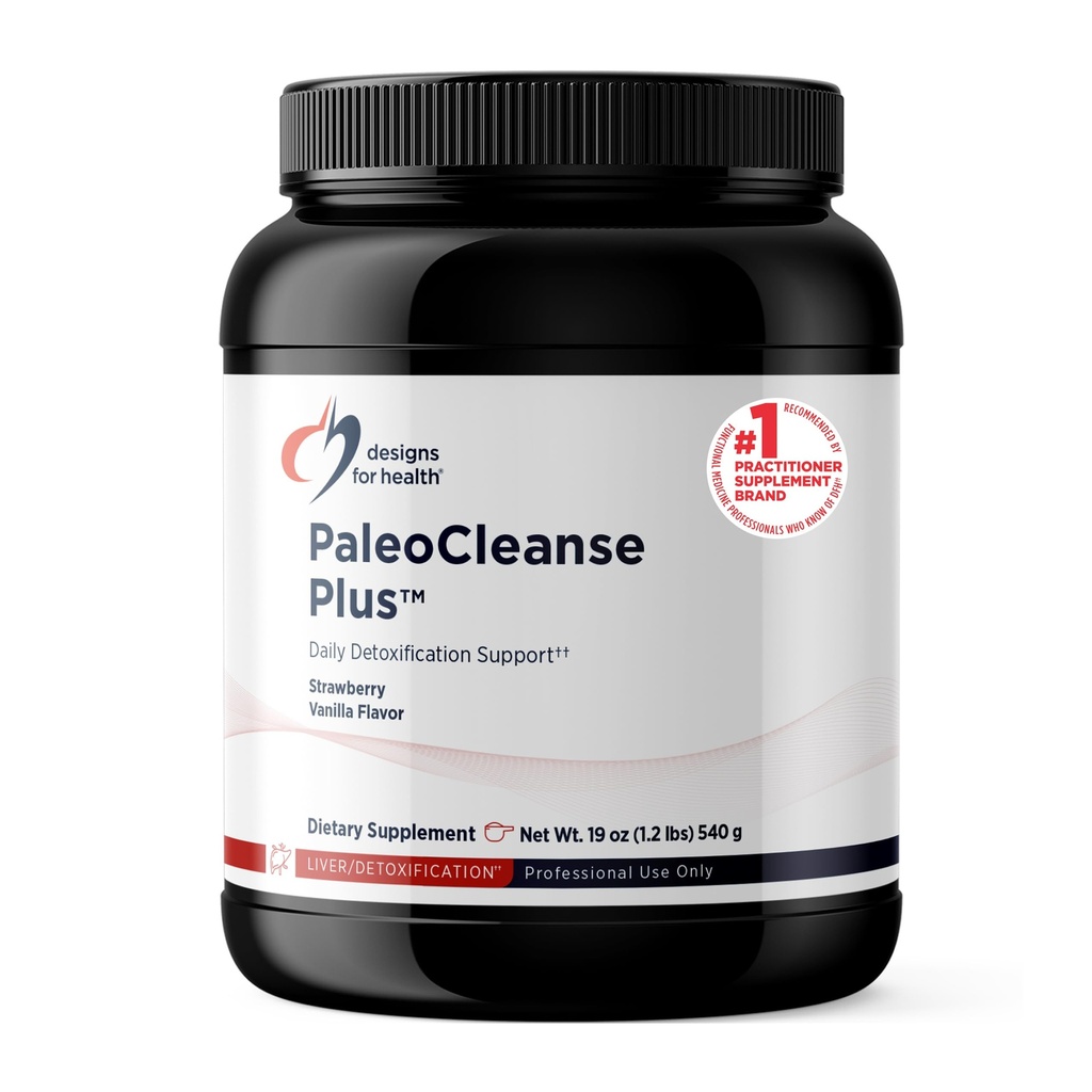 Designs für Gesundheit PaleoCleanse Plus - Detox Pulver mit 18g Knochen Broth Protein, Antioxidantien Kräuter, Vitamine + Mineralien - Smoothie Shake Drink Mix, Erdbeer-Vanilla Flavor (15 Servierungen / 540g)