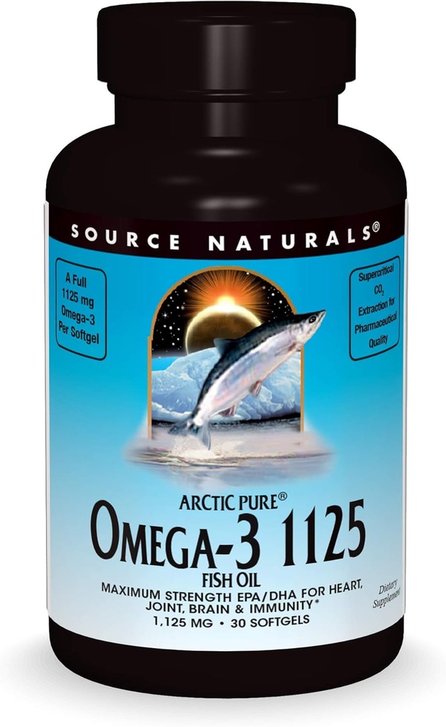 Quelle Naturals ArcticPure Omega-3 Fish Oil 1125mg Ultra Potency Maximum Strength EPA + DHA für Herz, Gelenk, Gehirn & Immune Gesundheit - 30 Softgels