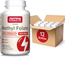 Formules de Jarrow Folate de méthyle 1000 mcg, Complément alimentaire, Folate de méthyle pour l'énergie cellulaire, 100 capsules de légumes, 100 jours d'approvisionnement, (paquet de 12)
